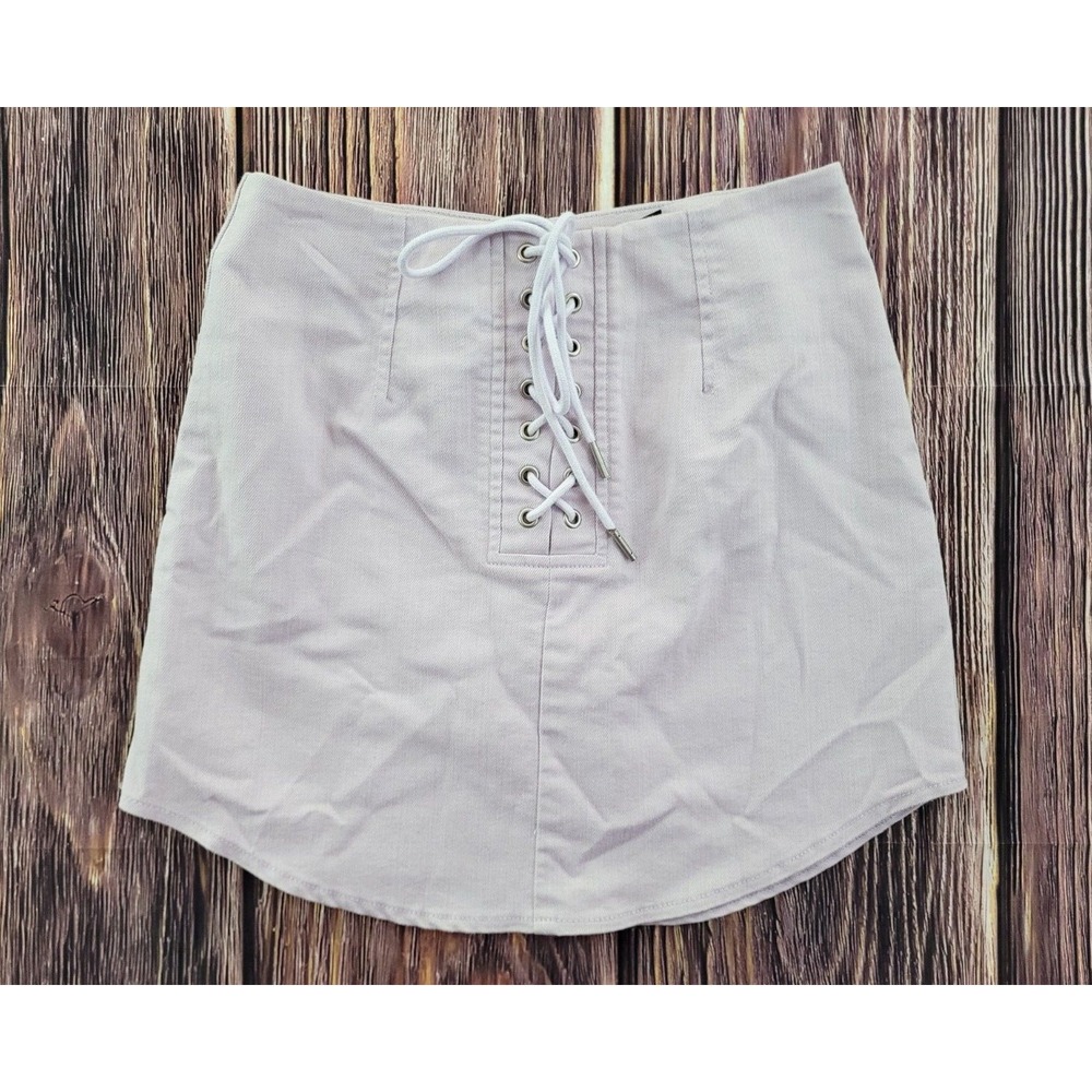 Forever 21 Lace Front Lavender Denim Mini Skirt Size S